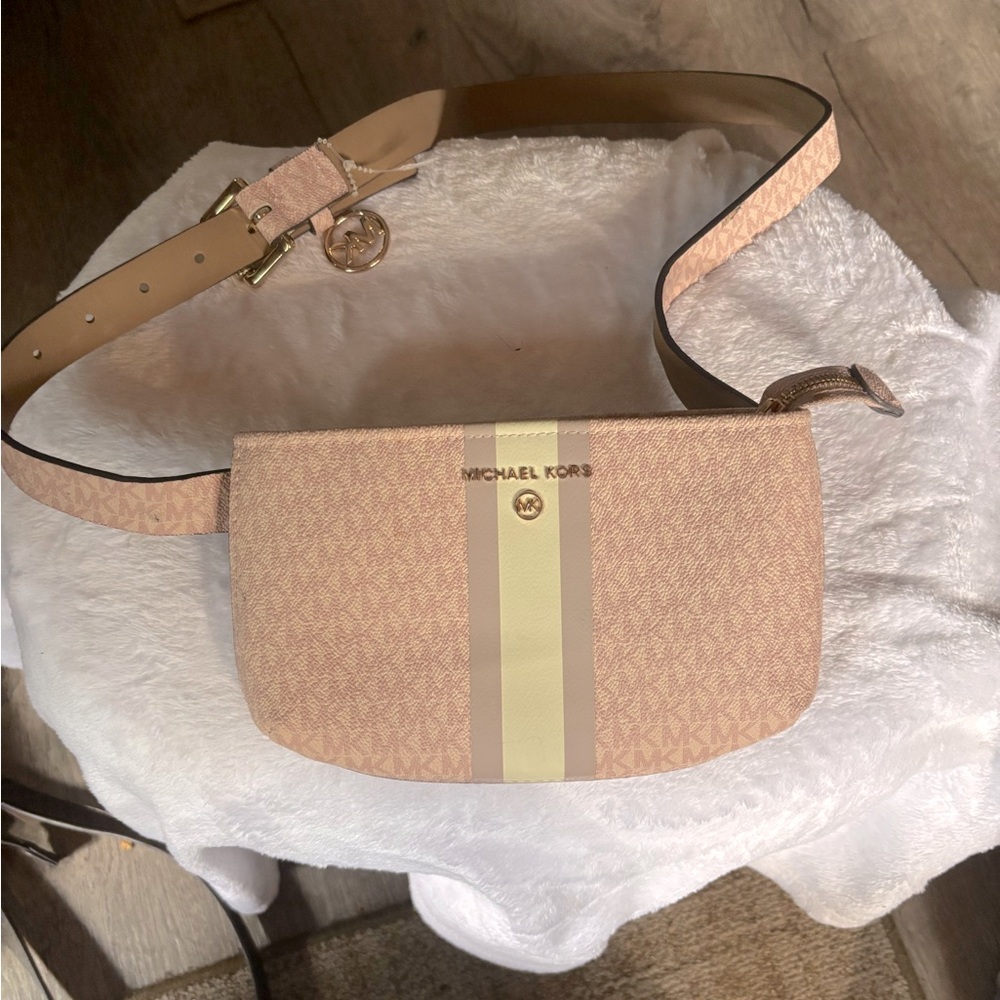 NWOT.  Michael Kors light pink and Light Yellow Belt Bag